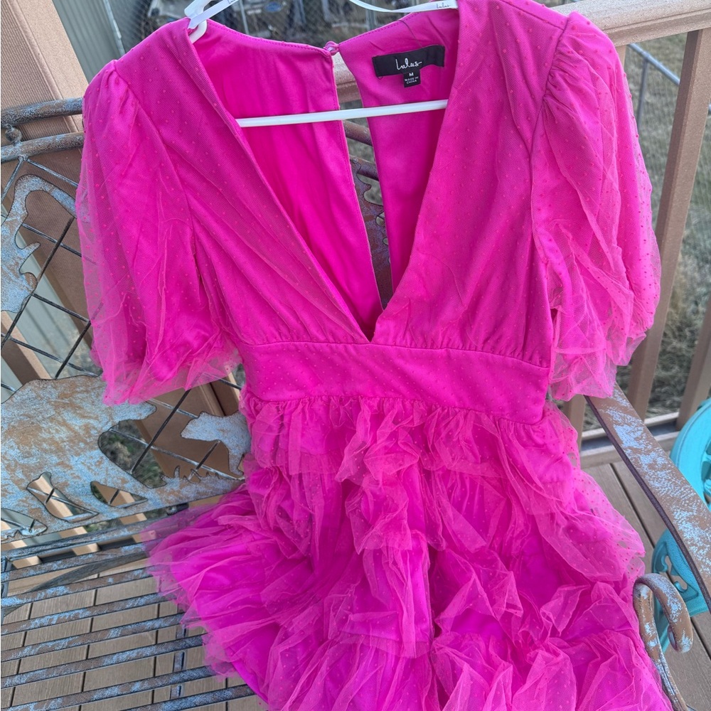 Lulu's Hot Pink Tiered Mini Dress - Picture 2 of 9